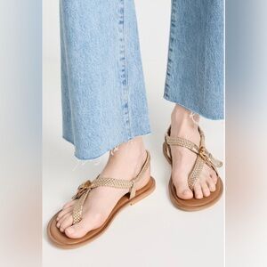 See by Chloe Nola Gold Braided Strap Thong Sandals - NWT